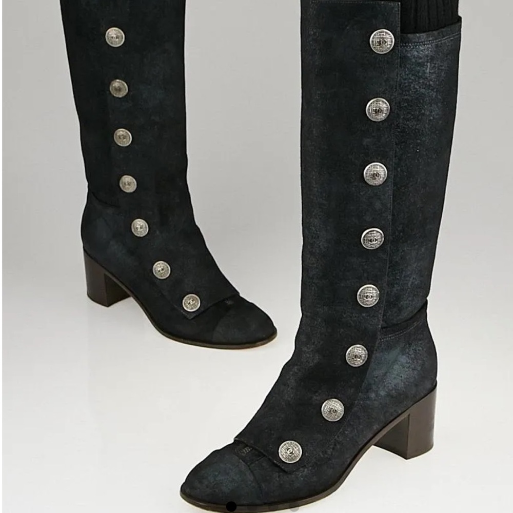 Chanel Leather Knee High Boots